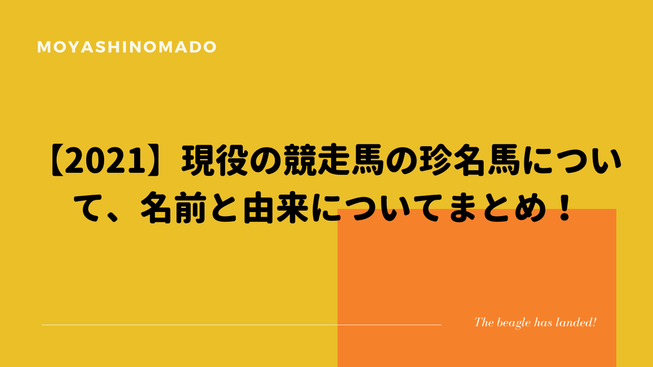 21 現役の競走馬の珍名馬について 名前と由来についてまとめ もやしの窓 21 現役の競走馬の珍名馬について 名前と由来についてまとめ もやしの窓